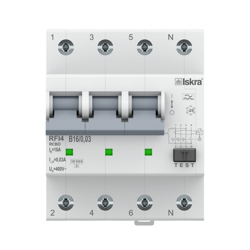 ISKRA Aardlekautomaat 3F+N 16A B 30mA - Afbeelding 2