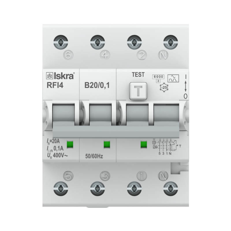 ISKRA Aardlekautomaat 3F+N 20A B 100mA
